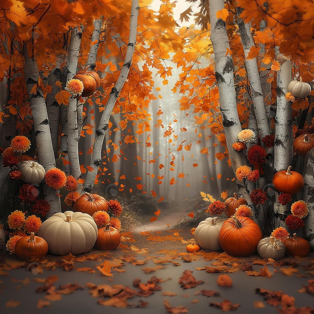 Allenjoy Autumn Birch Forest Path Photography Backdrop Gbsx-00775