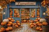 Allenjoy Autumn Blue Pumpkin Patch Barn Photography Backdrop Gbsx-00907