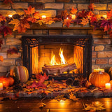 Allenjoy Autumn Cozy Fireplace Photography Backdrop Gbsx-00875