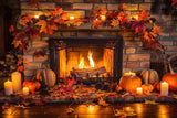 Allenjoy Autumn Cozy Fireplace Photography Backdrop Gbsx-00875