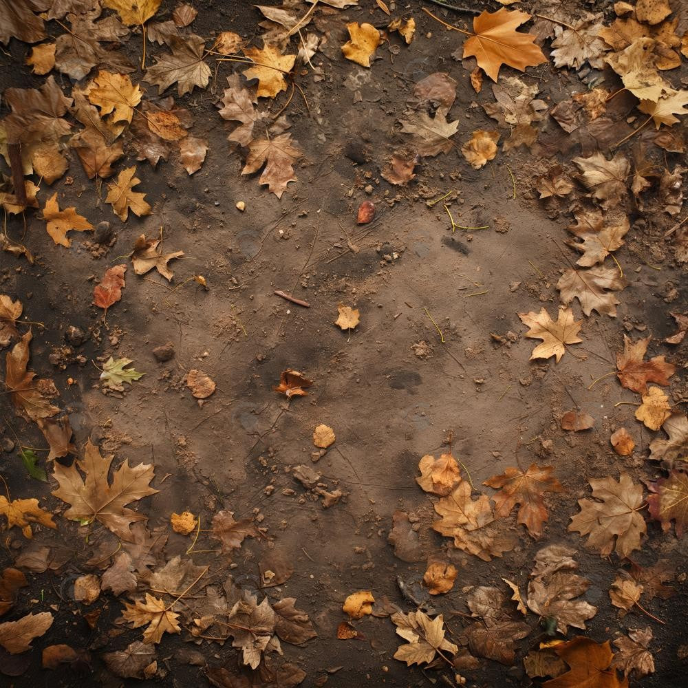 Allenjoy Autumn Dirt Leaves Ground Photography Backdrop Gbsx-00945