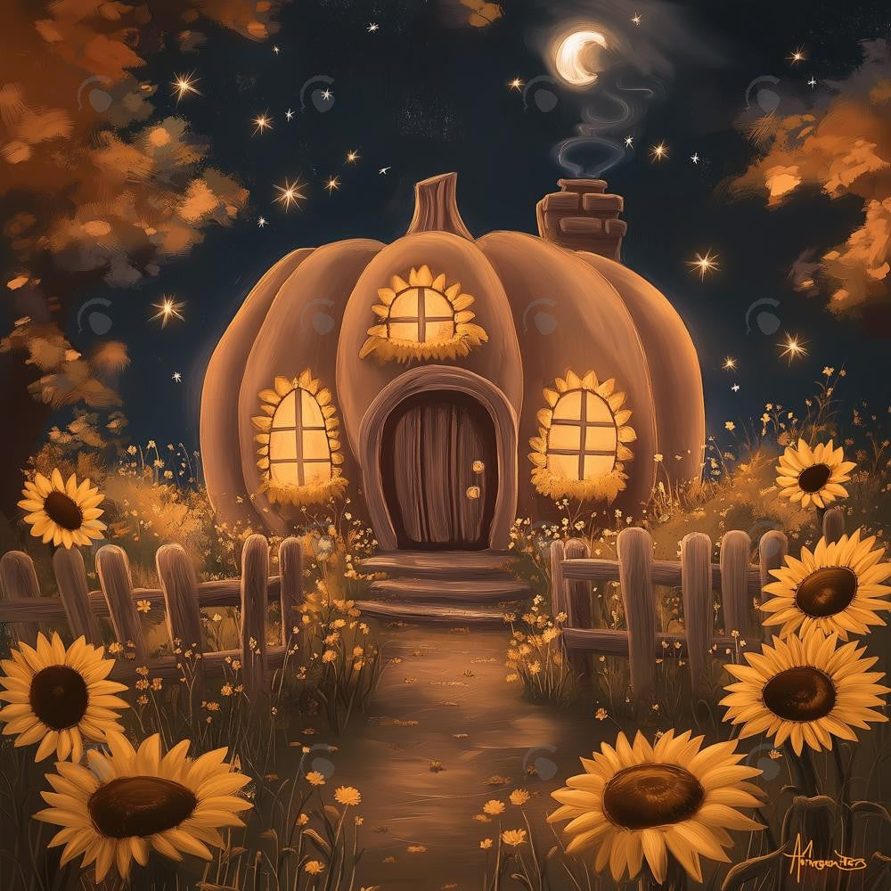 Allenjoy Autumn Divine Pumpkin Hollow Cottage Photography Backdrop Gbsx-01164