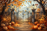 Allenjoy Autumn Entrance Gate Photography Backdrop Gbsx-00300