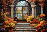 Allenjoy Autumn Floral Shop Arch Window Photography Backdrop Gbsx-00802