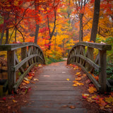 Allenjoy Autumn Forest Bridge Photography Backdrop GBSX-00141