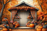 Allenjoy Autumn Forest Cottage Photography Backdrop Gbsx-01177