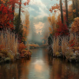 Allenjoy Autumn Forest Pond Photography Backdrop Gbsx-01223