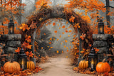 Autumn Forest Pumpkin Arch Gate Photography Backdrop GBSX-99603