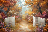 Allenjoy Autumn Garden Fence Pathway Photography Backdrop Gbsx-01161