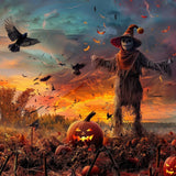 Allenjoy Autumn Halloween Scarecrow Field Photography Backdrop Gbsx-00923