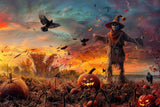 Allenjoy Autumn Halloween Scarecrow Field Photography Backdrop Gbsx-00923