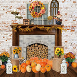 Autumn Harvest Fireplace Photography Backdrop GBSX-99607