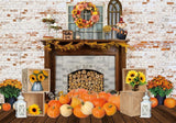 Autumn Harvest Fireplace Photography Backdrop GBSX-99607