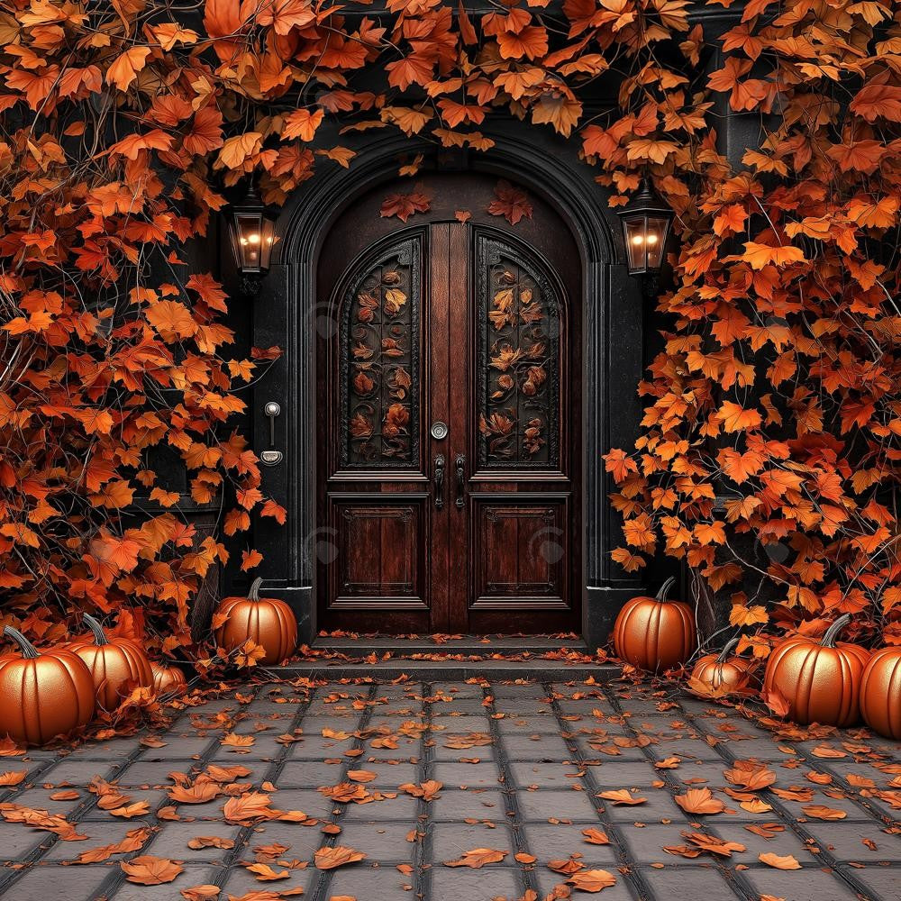 Allenjoy Autumn Leaves Door Way Photography Backdrop Gbsx-01033