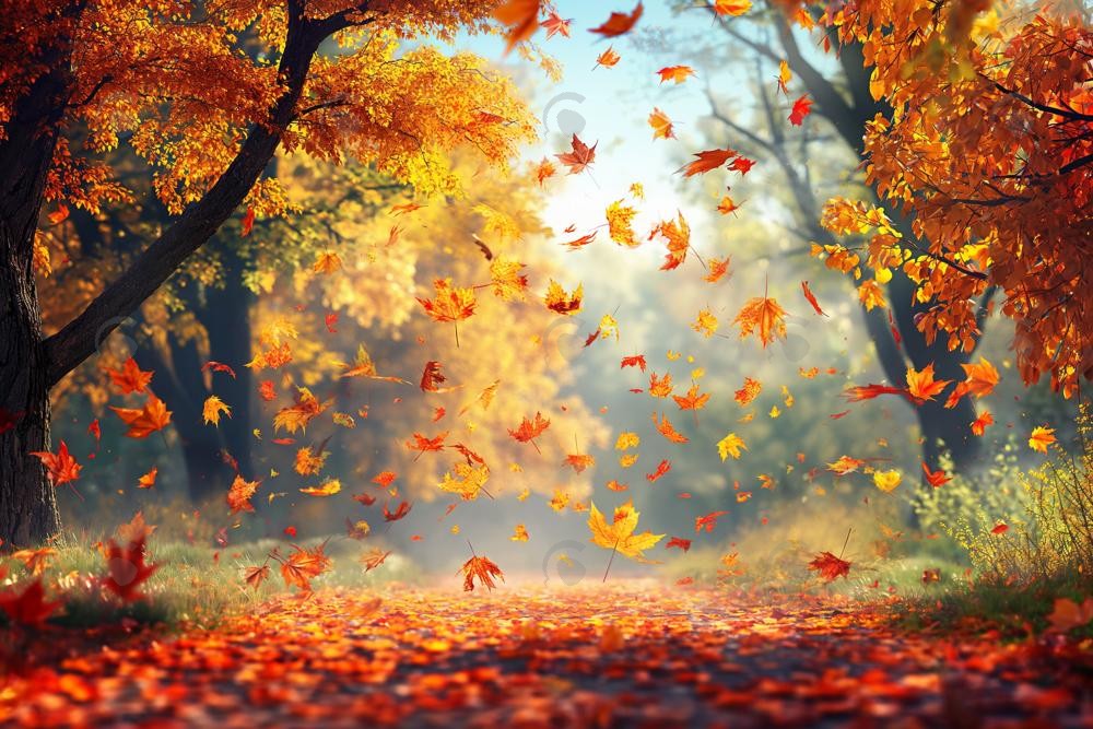 Allenjoy Autumn Maple Forest Fallen Leaves Photography Backdrop Gbsx-00764