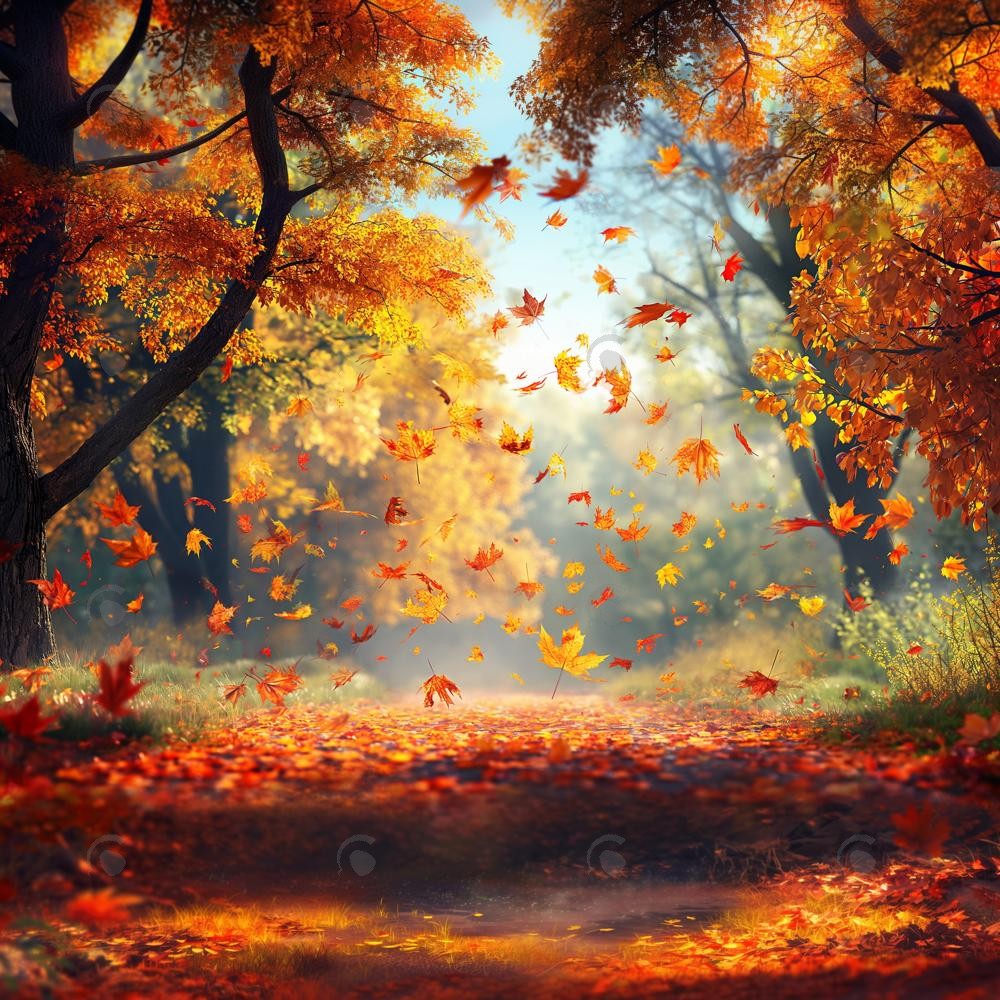 Allenjoy Autumn Maple Forest Fallen Leaves Photography Backdrop Gbsx-00764
