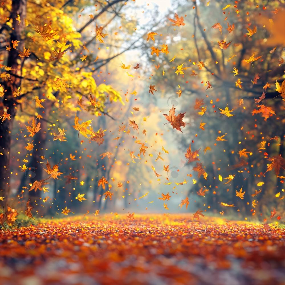 Allenjoy Autumn Maple Forest Fallen Leaves Photography Backdrop Gbsx-00765