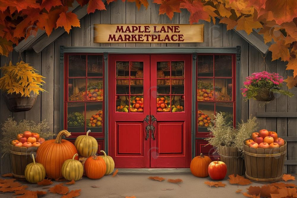 Allenjoy Autumn Maple Lane Marketplace Photography Backdrop Gbsx-00700
