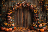 Allenjoy Autumn Pumpkin Fine Art Flower Arch Photography Backdrop Gbsx-00814