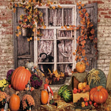 Allenjoy Autumn Pumpkin Window Photography Backdrop Gbsx-00686