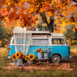 Allenjoy Autumn Sunflower Bus Photography Backdrop Gbsx-00378