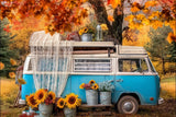 Allenjoy Autumn Sunflower Bus Photography Backdrop Gbsx-00378