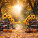 Allenjoy Autumn Sunflower Pathway Photography Backdrop Gbsx-00992