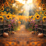 Allenjoy Autumn Sunflower Pathway Photography Backdrop Gbsx-00993