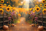 Allenjoy Autumn Sunflower Pathway Photography Backdrop Gbsx-00993