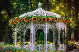 Allenjoy Autumn Sunflower White Gazebo Photography Backdrop Gbsx-00202