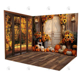 Allenjoy Autumn Sunflower Wooden Door Room Set Backdrop YM4D-A4721&YM8K-A8969&AEC-00663