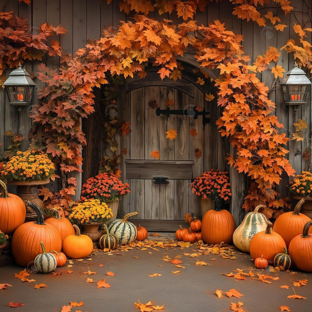 Allenjoy Autumn Wooden Arch Door Photography Backdrop Gbsx-00363