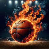 Allenjoy Basketball Court With Fire Photography Backdrop Gbsx-01280