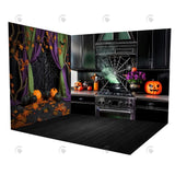 Allenjoy Black Halloween Kitchen Room Set Backdrop Gbsx-00787&Gbsx-00869&Ym8G-B0503