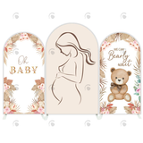 Allenjoy Boho Teddy Bear Pregnancy Mather Baby Shower Party Arch Backdrop Wall Cloth  Cover