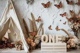 Allenjoy Boho Butterflies Birthday Photography Backdrop Gbsx-00799