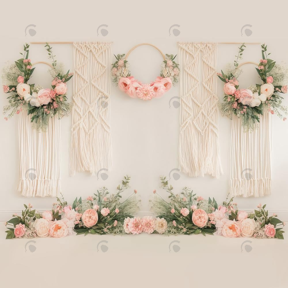 Allenjoy Boho Macrame Floral Wall Photography Backdrop Gbsx-00447