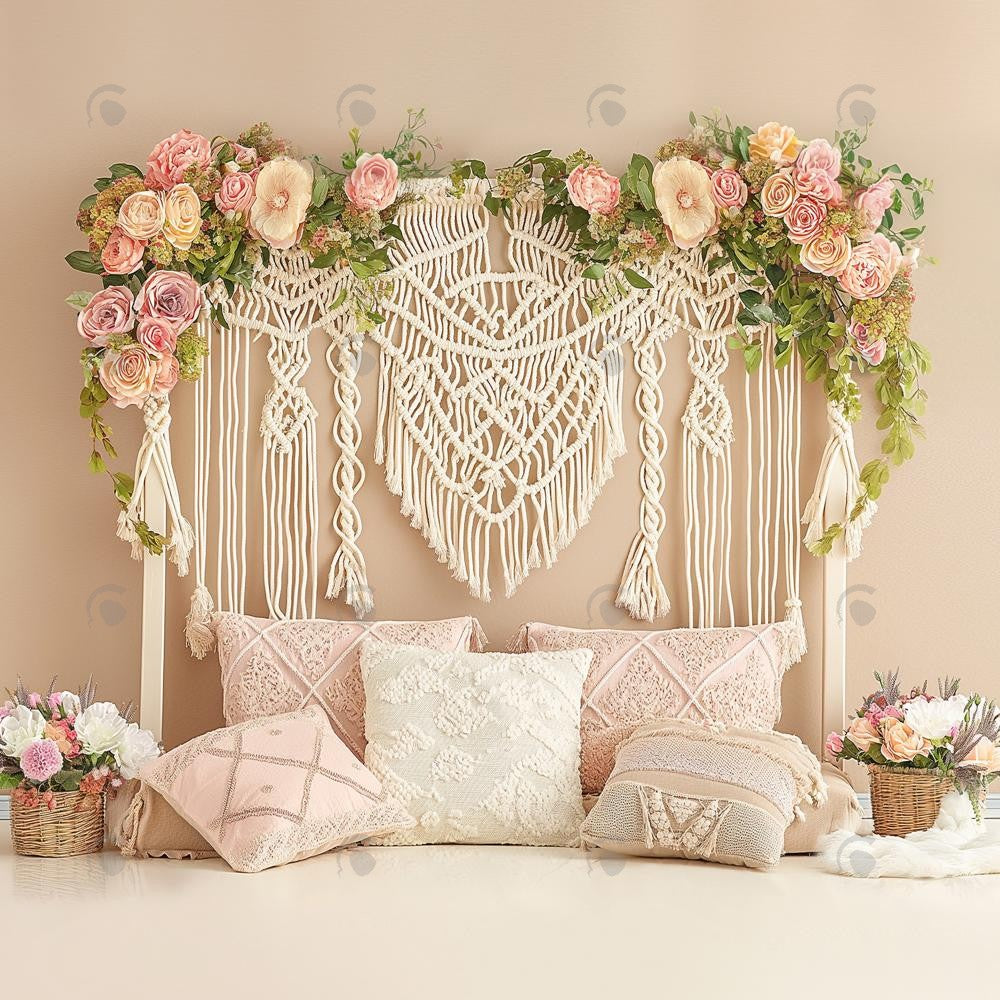 Allenjoy Boho Macrame Floral Wall Photography Backdrop Gbsx-00438
