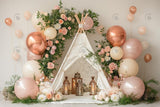 Allenjoy Boho Rose Gold Teepee Photography Backdrop Gbsx-00440