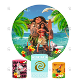 Allenjoy Moana Theme Birthday Party Decoration Round Circle Backdrop Cover Plinth Cylinder Pedestal Cover