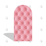 Allenjoy Pink Marble Upholstery Quilted Happy Birthday Party Arch Backdrop Wall Cloth Cover