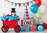 Cartoon Blue Red 1St Birthday Photography Backdrop GBSX-99665