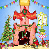 Cartoon Christmas Fireplace Photography Backdrop GBSX-99668