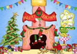 Cartoon Christmas Fireplace Photography Backdrop GBSX-99668