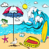 Cartoon Summer Beach Photography Backdrop GBSX-99672