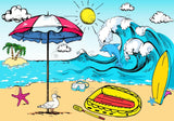 Cartoon Summer Beach Photography Backdrop GBSX-99672