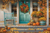 Allenjoy Charming Autumn Porch Photography Backdrop Gbsx-00560