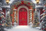 Allenjoy Christmas Arched Porch Photography Backdrop Gbsx-01155