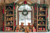 Allenjoy Christmas Arched Wood Window Photography Backdrop GBSX-00121