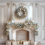 Allenjoy Christmas Baroque Fireplace Photography Backdrop Gbsx-00769